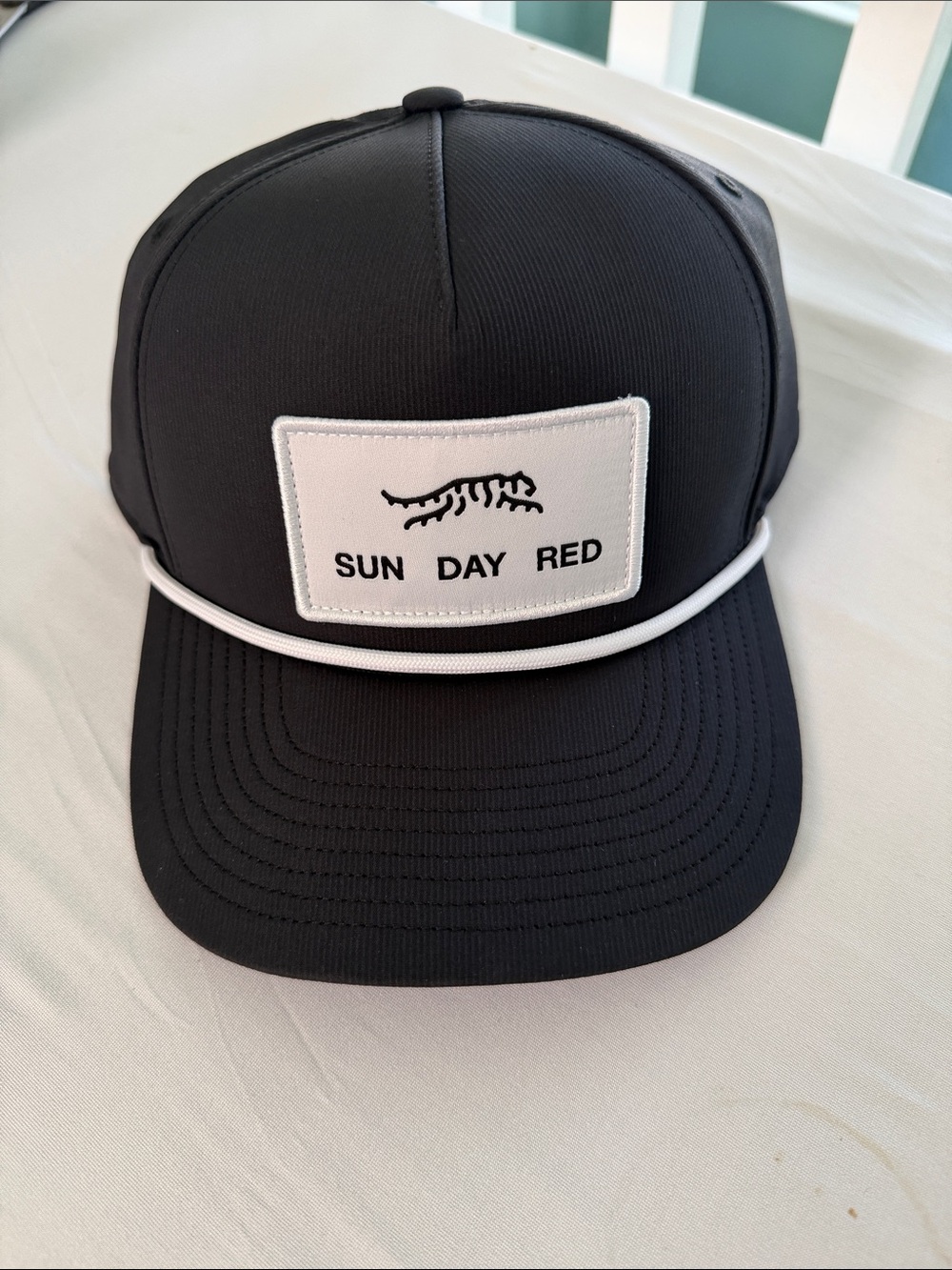 Sun Day Red Black Hat with White Patch